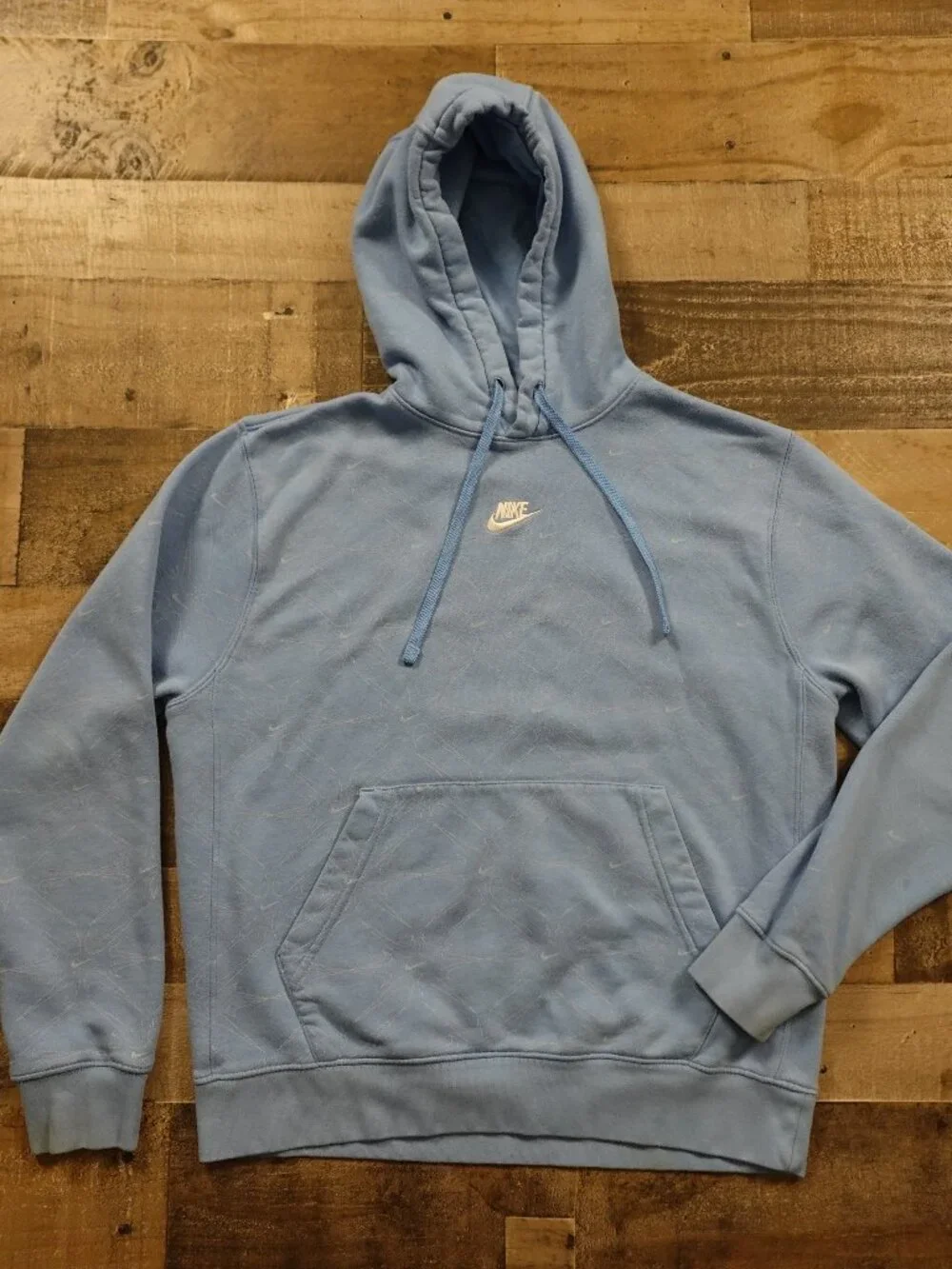Nike Sportswear All Over Swoosh Hoodie Men's Medium Blue Fleece Pullover
